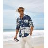 imageCOOFANDY Mens Cotton Linen Henley TShirts Long Sleeve Hippie Casual Beach TShirtsNavy Tiedye