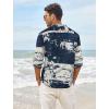 imageCOOFANDY Mens Cotton Linen Henley TShirts Long Sleeve Hippie Casual Beach TShirtsNavy Tiedye