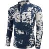 imageCOOFANDY Mens Cotton Linen Henley TShirts Long Sleeve Hippie Casual Beach TShirtsNavy Tiedye
