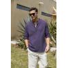 imageCOOFANDY Mens Cotton Linen Henley TShirts Long Sleeve Hippie Casual Beach TShirtsPurple