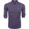 imageCOOFANDY Mens Cotton Linen Henley TShirts Long Sleeve Hippie Casual Beach TShirtsPurple