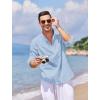imageCOOFANDY Mens Cotton Linen Henley TShirts Long Sleeve Hippie Casual Beach TShirtsSky Blue