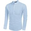 imageCOOFANDY Mens Cotton Linen Henley TShirts Long Sleeve Hippie Casual Beach TShirtsSky Blue