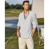 imageCOOFANDY Mens Cotton Linen Henley TShirts Long Sleeve Hippie Casual Beach TShirtsWhite Striped