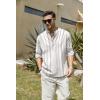 imageCOOFANDY Mens Cotton Linen Henley TShirts Long Sleeve Hippie Casual Beach TShirtsWhiteBlack Patterned