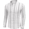 imageCOOFANDY Mens Cotton Linen Henley TShirts Long Sleeve Hippie Casual Beach TShirtsWhiteBlack Patterned