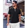 imageCOOFANDY Mens Knit Polo Shirts Casual Short Sleeve Golf Shirts Summer Collared Polo T ShirtsBlack
