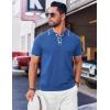 imageCOOFANDY Mens Knit Polo Shirts Casual Short Sleeve Golf Shirts Summer Collared Polo T ShirtsBlue
