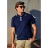 imageCOOFANDY Mens Knit Polo Shirts Casual Short Sleeve Golf Shirts Summer Collared Polo T ShirtsDark Blue