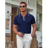 imageCOOFANDY Mens Knit Polo Shirts Casual Short Sleeve Golf Shirts Summer Collared Polo T ShirtsDark Blue