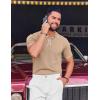 imageCOOFANDY Mens Knit Polo Shirts Casual Short Sleeve Golf Shirts Summer Collared Polo T ShirtsKhaki