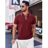 imageCOOFANDY Mens Knit Polo Shirts Casual Short Sleeve Golf Shirts Summer Collared Polo T ShirtsWine Red