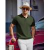imageCOOFANDY Mens Knit Polo Shirts Short Sleeve Ribbed Knitted Shirt Summer Lightweight Casual Golf ShirtsArmy Green