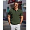 imageCOOFANDY Mens Knit Polo Shirts Short Sleeve Ribbed Knitted Shirt Summer Lightweight Casual Golf ShirtsArmy Green