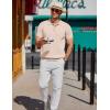 imageCOOFANDY Mens Knit Polo Shirts Short Sleeve Ribbed Knitted Shirt Summer Lightweight Casual Golf ShirtsBeige
