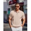 imageCOOFANDY Mens Knit Polo Shirts Short Sleeve Ribbed Knitted Shirt Summer Lightweight Casual Golf ShirtsBeige