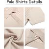 imageCOOFANDY Mens Knit Polo Shirts Short Sleeve Ribbed Knitted Shirt Summer Lightweight Casual Golf ShirtsBeige