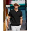 imageCOOFANDY Mens Knit Polo Shirts Short Sleeve Ribbed Knitted Shirt Summer Lightweight Casual Golf ShirtsBlack