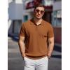 imageCOOFANDY Mens Knit Polo Shirts Short Sleeve Ribbed Knitted Shirt Summer Lightweight Casual Golf ShirtsBrown