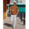 imageCOOFANDY Mens Knit Polo Shirts Short Sleeve Ribbed Knitted Shirt Summer Lightweight Casual Golf ShirtsBrown