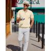 imageCOOFANDY Mens Knit Polo Shirts Short Sleeve Ribbed Knitted Shirt Summer Lightweight Casual Golf ShirtsCream