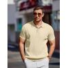 imageCOOFANDY Mens Knit Polo Shirts Short Sleeve Ribbed Knitted Shirt Summer Lightweight Casual Golf ShirtsCream