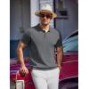 imageCOOFANDY Mens Knit Polo Shirts Short Sleeve Ribbed Knitted Shirt Summer Lightweight Casual Golf ShirtsDark Grey