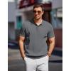 imageCOOFANDY Mens Knit Polo Shirts Short Sleeve Ribbed Knitted Shirt Summer Lightweight Casual Golf ShirtsDark Grey