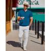 imageCOOFANDY Mens Knit Polo Shirts Short Sleeve Ribbed Knitted Shirt Summer Lightweight Casual Golf ShirtsDeep Blue
