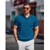 imageCOOFANDY Mens Knit Polo Shirts Short Sleeve Ribbed Knitted Shirt Summer Lightweight Casual Golf ShirtsDeep Blue
