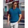 imageCOOFANDY Mens Knit Polo Shirts Short Sleeve Ribbed Knitted Shirt Summer Lightweight Casual Golf ShirtsDeep Blue