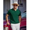 imageCOOFANDY Mens Knit Polo Shirts Short Sleeve Ribbed Knitted Shirt Summer Lightweight Casual Golf ShirtsDeep Green