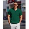 imageCOOFANDY Mens Knit Polo Shirts Short Sleeve Ribbed Knitted Shirt Summer Lightweight Casual Golf ShirtsDeep Green