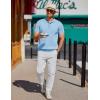 imageCOOFANDY Mens Knit Polo Shirts Short Sleeve Ribbed Knitted Shirt Summer Lightweight Casual Golf ShirtsLight Blue