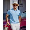 imageCOOFANDY Mens Knit Polo Shirts Short Sleeve Ribbed Knitted Shirt Summer Lightweight Casual Golf ShirtsLight Blue