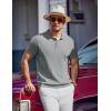 imageCOOFANDY Mens Knit Polo Shirts Short Sleeve Ribbed Knitted Shirt Summer Lightweight Casual Golf ShirtsLight Grey