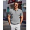 imageCOOFANDY Mens Knit Polo Shirts Short Sleeve Ribbed Knitted Shirt Summer Lightweight Casual Golf ShirtsLight Grey
