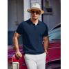 imageCOOFANDY Mens Knit Polo Shirts Short Sleeve Ribbed Knitted Shirt Summer Lightweight Casual Golf ShirtsNavy Blue