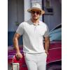 imageCOOFANDY Mens Knit Polo Shirts Short Sleeve Ribbed Knitted Shirt Summer Lightweight Casual Golf ShirtsWhite