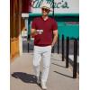 imageCOOFANDY Mens Knit Polo Shirts Short Sleeve Ribbed Knitted Shirt Summer Lightweight Casual Golf ShirtsWine Red