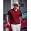 imageCOOFANDY Mens Knit Polo Shirts Short Sleeve Ribbed Knitted Shirt Summer Lightweight Casual Golf ShirtsWine Red