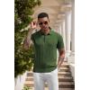 imageCOOFANDY Mens Knit Polo Shirts Short Sleeve Ribbed Textured Polo Shirt Lightweight Casual Golf Shirts Collared T ShirtArmy Green