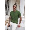 imageCOOFANDY Mens Knit Polo Shirts Short Sleeve Ribbed Textured Polo Shirt Lightweight Casual Golf Shirts Collared T ShirtArmy Green