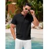 imageCOOFANDY Mens Knit Polo Shirts Short Sleeve Ribbed Textured Polo Shirt Lightweight Casual Golf Shirts Collared T ShirtBlack