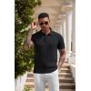 imageCOOFANDY Mens Knit Polo Shirts Short Sleeve Ribbed Textured Polo Shirt Lightweight Casual Golf Shirts Collared T ShirtBlack