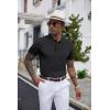 imageCOOFANDY Mens Knit Polo Shirts Short Sleeve Ribbed Textured Polo Shirt Lightweight Casual Golf Shirts Collared T ShirtBlack