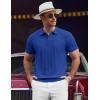 imageCOOFANDY Mens Knit Polo Shirts Short Sleeve Ribbed Textured Polo Shirt Lightweight Casual Golf Shirts Collared T ShirtBlue