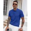 imageCOOFANDY Mens Knit Polo Shirts Short Sleeve Ribbed Textured Polo Shirt Lightweight Casual Golf Shirts Collared T ShirtBlue