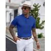 imageCOOFANDY Mens Knit Polo Shirts Short Sleeve Ribbed Textured Polo Shirt Lightweight Casual Golf Shirts Collared T ShirtBlue