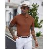 imageCOOFANDY Mens Knit Polo Shirts Short Sleeve Ribbed Textured Polo Shirt Lightweight Casual Golf Shirts Collared T ShirtBrown